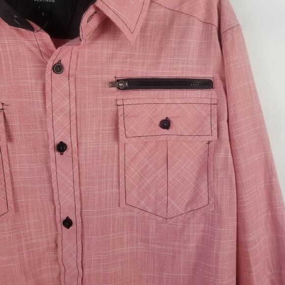 Eighty Eight Men's Casual Button Down Shirt in Red - Picture 4 of 15